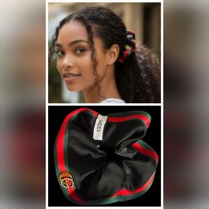Elegant Black and Red Hair Scrunchie
